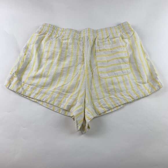 Universal Thread Yellow Lemon Striped Linen Blend Pull On Shorts L - Picture 5 of 5